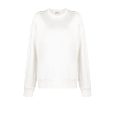 Shop Moncler White Logo Cotton Sweatshirt