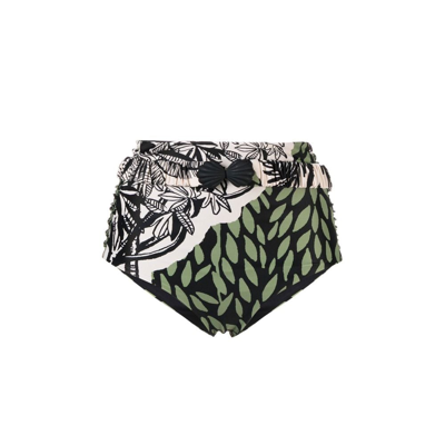 Shop Johanna Ortiz Green Greenery Toile Bikini Bottoms In Black