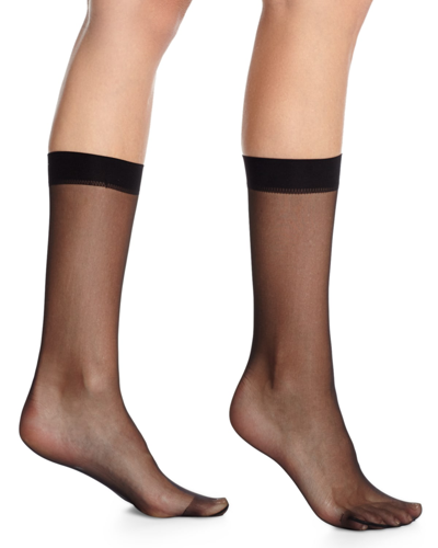 Shop Wolford Individual 10" Mesh Socks" In Black