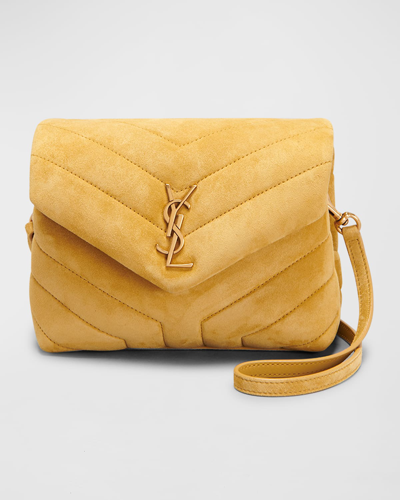 Shop Saint Laurent Loulou Toy Ysl Quilted Suede Crossbody Bag In Light Chartreuse
