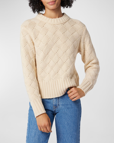 Shop Joie Isabey Quilted Wool Pullover Sweater In Bleached Sand