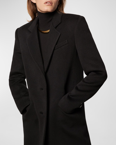 Shop Another Tomorrow Cashmere Blend Tailored Peacoat In Black