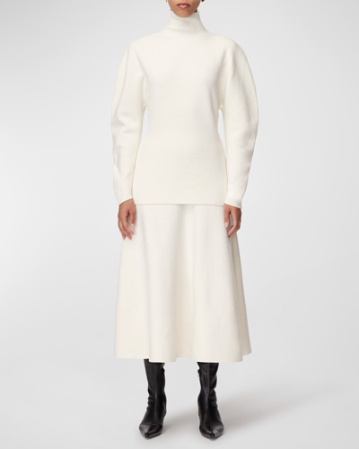 Shop Another Tomorrow Merino Wool Oversize Knit Turtleneck In Off White