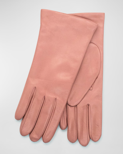 Shop Portolano Cashmere-lined Napa Leather Gloves In Powder Pink