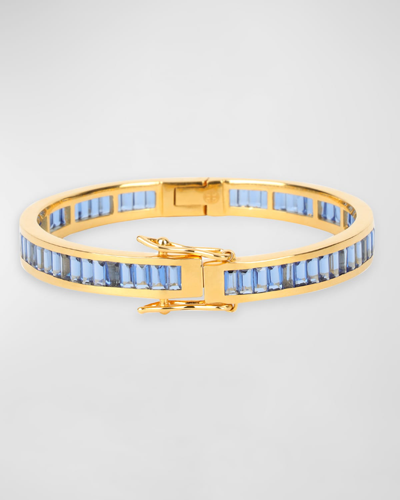 Shop Budhagirl Infinity Crystal Bracelet In Blue Sapphire