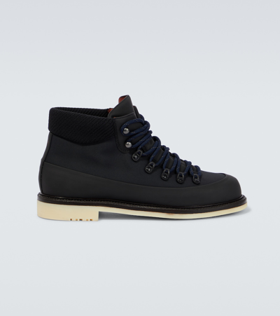 Shop Loro Piana Laax Walk Leather-trimmed Boots In Caviar