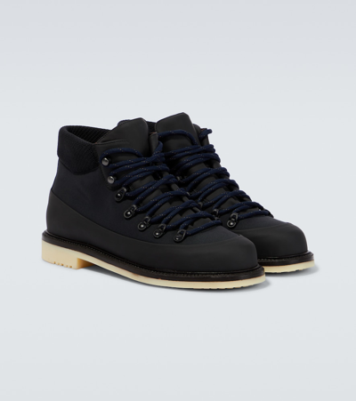 Shop Loro Piana Laax Walk Leather-trimmed Boots In Caviar