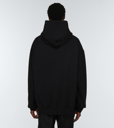 Shop Maison Margiela Logo Cotton Hoodie In Black