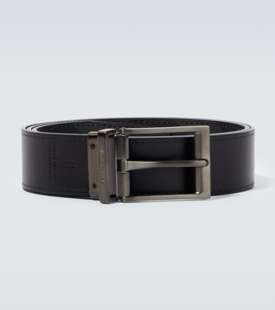 Shop Burberry Checked Belt In Charcoal/ Graphite