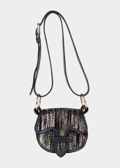 Shop Adriana Castro La Morenita Metallic Leather Crossbody Bag In Antique Gold