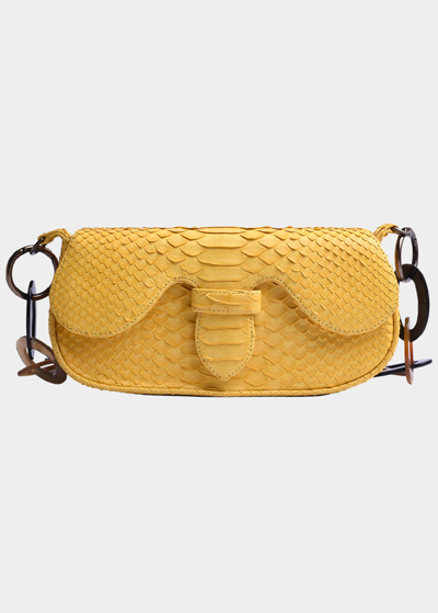 Shop Adriana Castro Alicia Mini Python Shoulder Bag In Pineapple Yellow