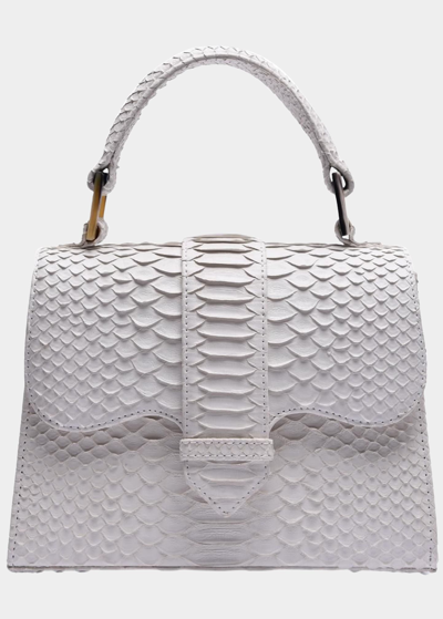 Shop Adriana Castro La Marguerite Mini Python Top-handle Bag In White