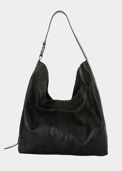 Shop Adriana Castro Tachia Snakeskin Hobo Shoulder Bag In Black