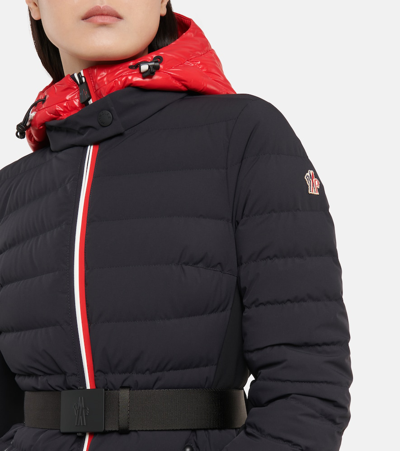 Shop Moncler Bruche Down Ski Jacket In Black/red