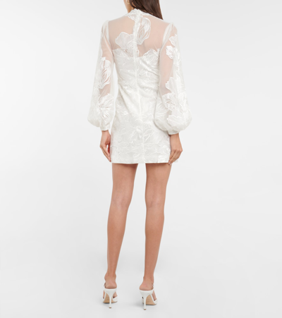 Shop Costarellos Tayla Embroidered Tulle Minidress In Off White