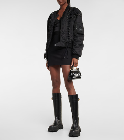 Shop Dolce & Gabbana Leather Knee-high Boots In Nero/nero