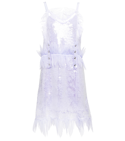 Shop Bottega Veneta Sequined Lace Slip Dress In Wisteria
