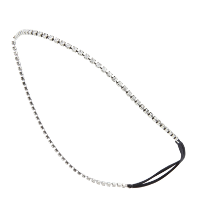 Shop Saint Laurent Crystal-embellished Headband In Black/silver