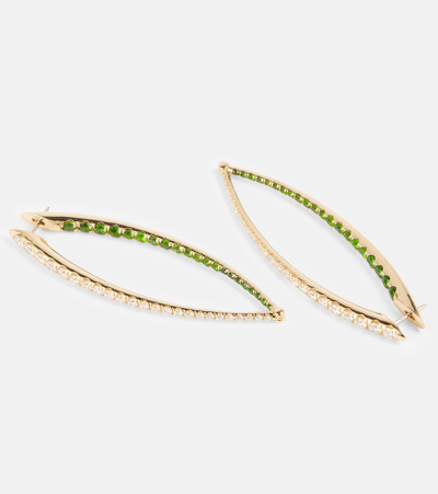 Shop Melissa Kaye Cristina Xl 18kt Gold Hoop Earrings With Diamonds And Tsavorite Garnets In Yg