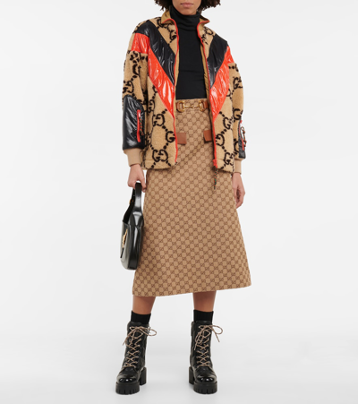 Shop Gucci Gg Wool-blend Teddy Jacket In Beige/mult