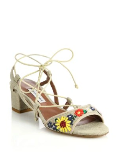 Shop Tabitha Simmons Lori Meadow Embroidered Lace-up Sandals In Multi