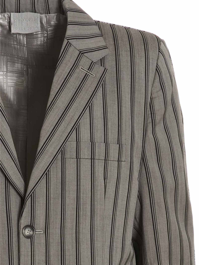 Shop Vtmnts Striped Long Coat In Gray