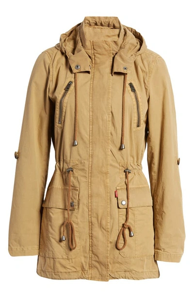 Levi's® Parachute Hooded Cotton Utility Jacket In Gold | ModeSens