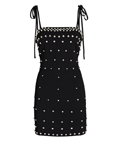Shop Jonathan Simkhai Fayette Diamanté Crepe Mini Dress In Black