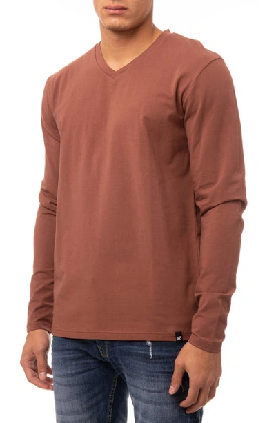 X-ray V-neck Long Sleeve T-shirt In Sienna