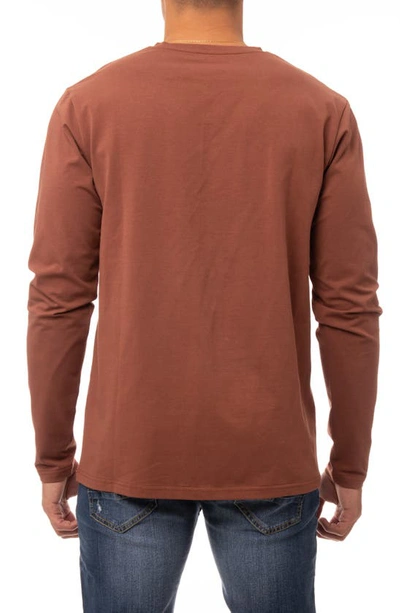 X-ray Long Sleeve Henley Shirt In Sienna