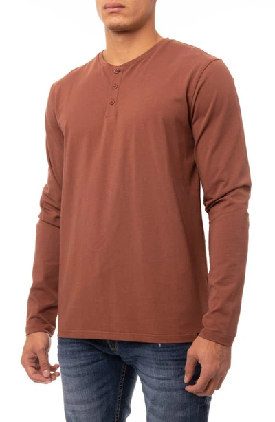 X-ray Long Sleeve Henley Shirt In Sienna