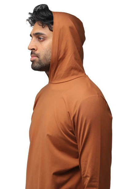 Shop X-ray Xray Long Sleeve Hooded T-shirt In Sienna