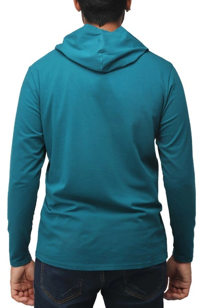 Shop X-ray Xray Long Sleeve Hooded T-shirt In Teal