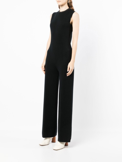 Shop N•peal Fine-ribbed Tailored Jumpstuit In Black