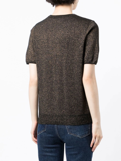 Shop N•peal Sparkle-knit Short-sleeve Top In Black