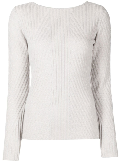 Shop N•peal Ribbed-knit Cashmere Jumper In Grey