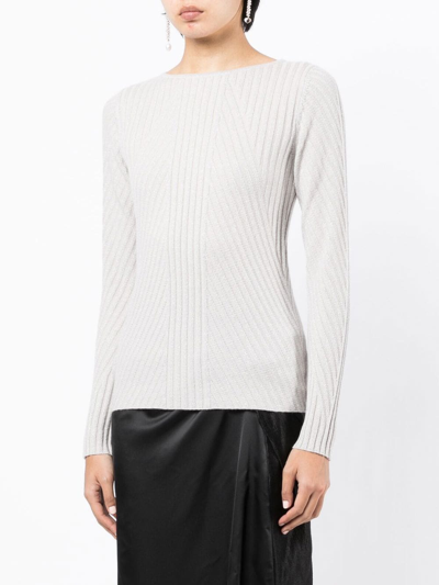 Shop N•peal Ribbed-knit Cashmere Jumper In Grey