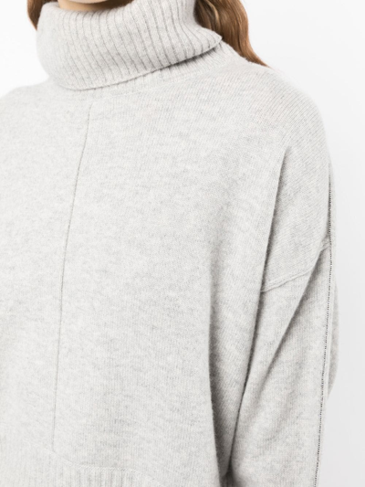 Shop N•peal Side-stripe Cashmere Jumper In Grey