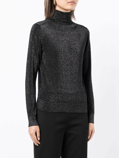 N•peal Metallic-thread Rollneck Jumper In Black