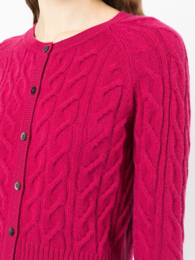 Shop N•peal Organic-cashmere Knit Cardigan In Purple