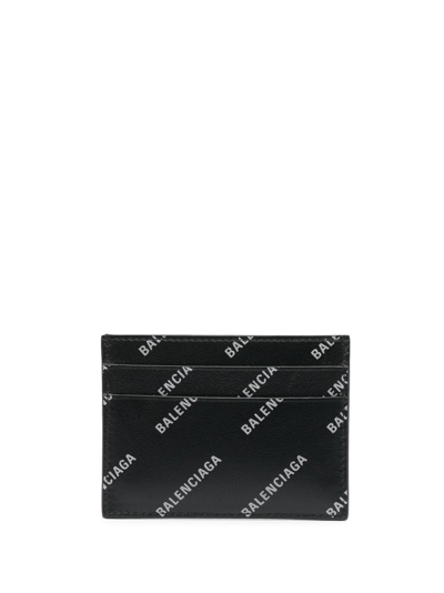 Shop Balenciaga Logo Print Card Holder In Black
