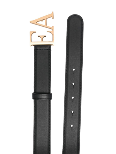 Emporio Armani Leather Belt With Moulded Ea Buckle In Black
