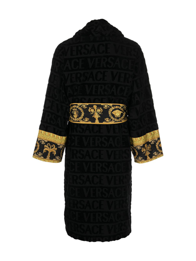 Shop Versace Barocco-print Logo-jacquard Robe In Z4800