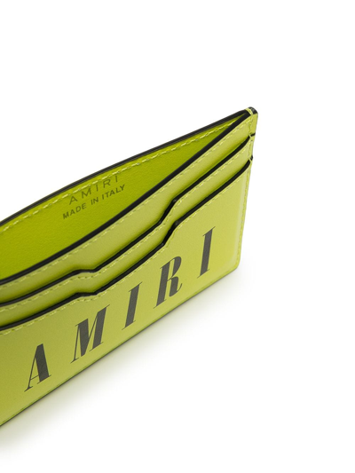 Shop Amiri Logo-print Leather Card Holder In 801 Neon