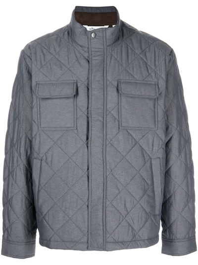 Shop Peter Millar Diamond-quilted Zipped Jacket In Gry