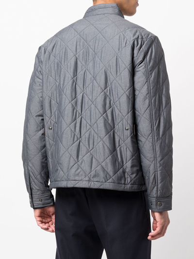 Shop Peter Millar Diamond-quilted Zipped Jacket In Gry