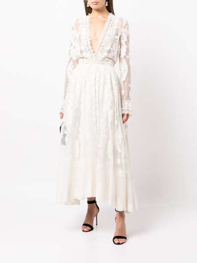 Zuhair Murad Women's Isabella Lace Midi Dress In White | ModeSens