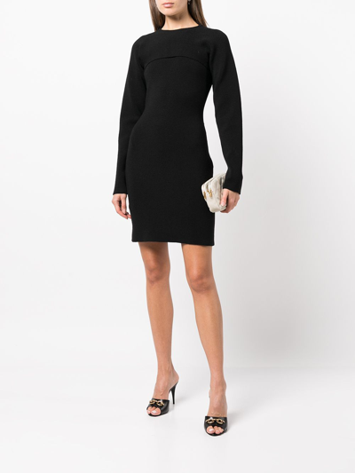 Tom Ford Ribbed Long-sleeve Midi Dress In Black