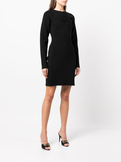 Tom Ford Ribbed Long-sleeve Midi Dress In Black