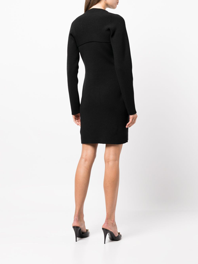 Tom Ford Ribbed Long-sleeve Midi Dress In Black